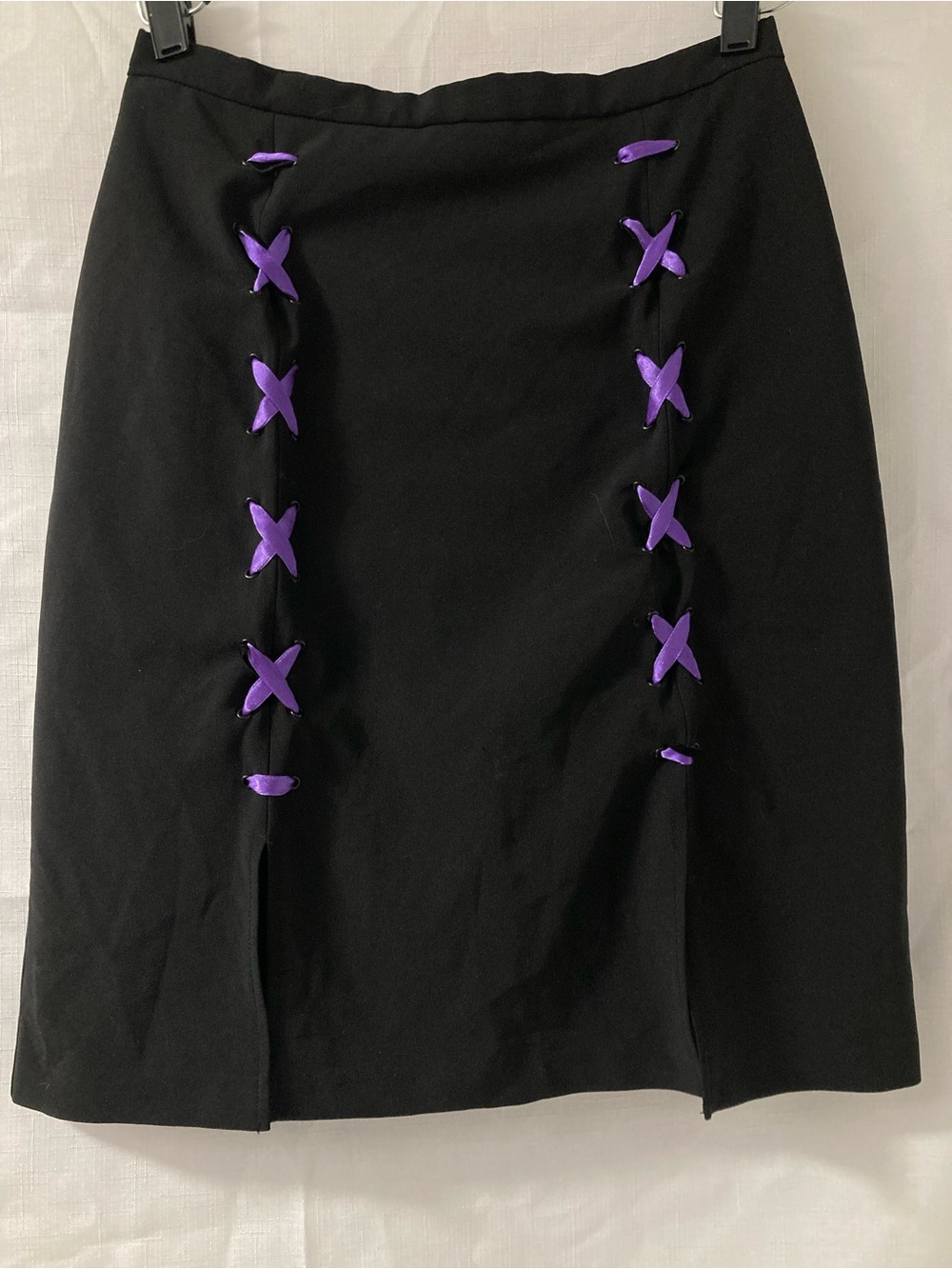 Bleu Mary Black Purple Ribbon Lace Up Skirt Size 5 Y2K Goth